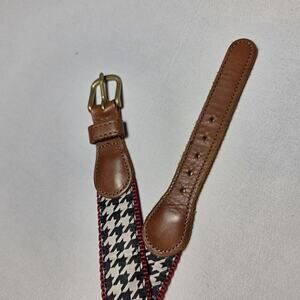 Preston Ribbon Belt Boys 20 Multicolor Leather Fabric Houndstooth Buckle USA